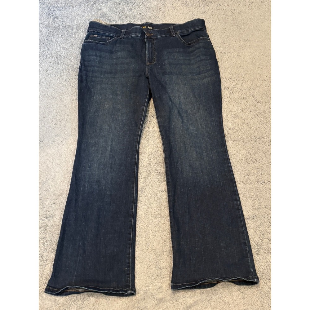 Lee Plus Flex Motion Bootcut Jeans Womens 18W Petite Dark Wash Mid Rise Denim